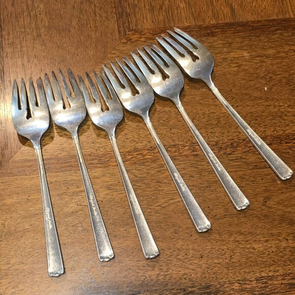 Antique Alvin Sterling Silver Salad Forks 6.5" Chapel Bells Set of 6 HS111 - Picture 5 of 8